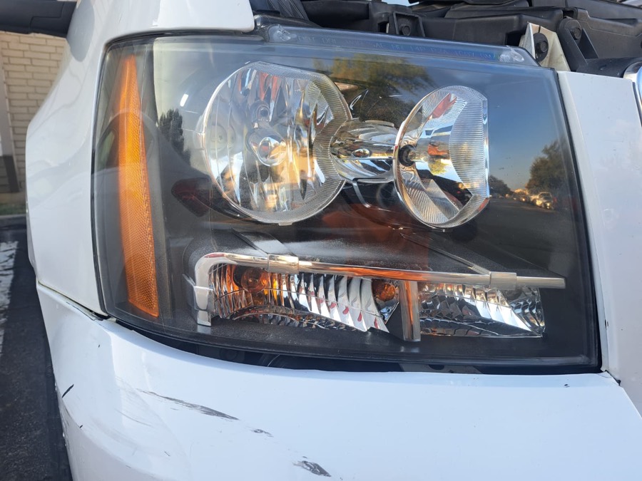 Truck headlight after restoration, fully clear